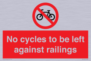 No cycles to be left against railings